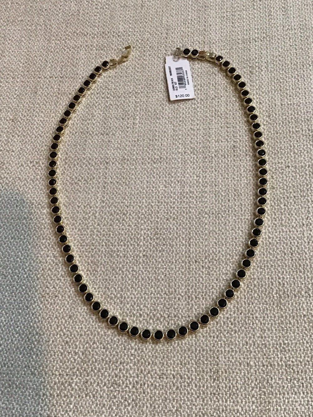 Kendra Scott Gold and Black Round Stone Tennis Necklace